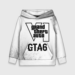 Толстовка-худи детская GTA6 glitch на светлом фоне, цвет: 3D-белый