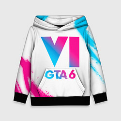 Толстовка-худи детская GTA 6 neon gradient style, цвет: 3D-черный