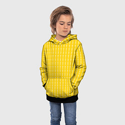 Толстовка-худи детская Жёлтый полосы в цветочек, цвет: 3D-черный — фото 2