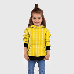 Толстовка-худи детская Жёлтый полосы в цветочек, цвет: 3D-черный — фото 2