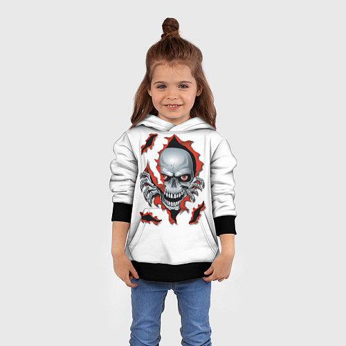 Детская толстовка Череп из дыры - иллюзия / 3D-Черный – фото 4