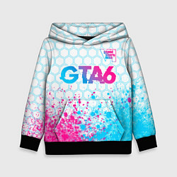 Толстовка-худи детская GTA6 neon gradient style посередине, цвет: 3D-черный