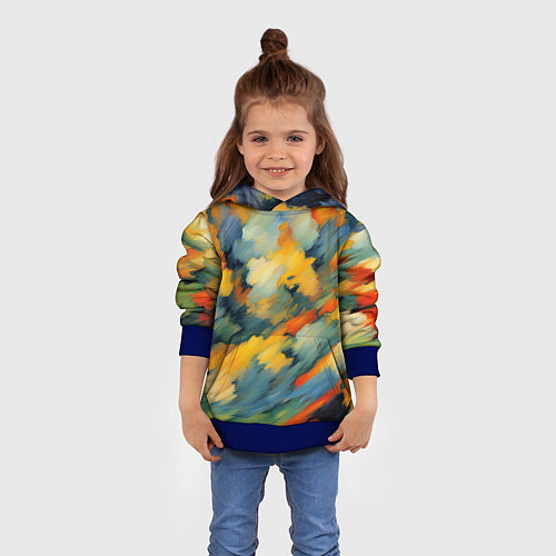 Детская толстовка Жёлтые и синие мазки / 3D-Синий – фото 4