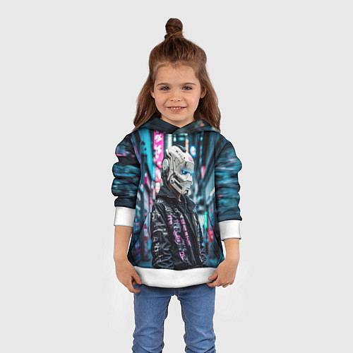 Детская толстовка Тинейджер в кибернетическом шлеме / 3D-Белый – фото 4