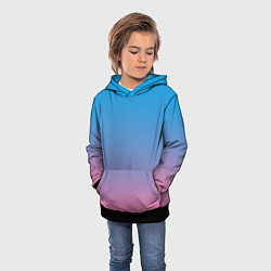 Толстовка-худи детская Небесно-розовый градиент, цвет: 3D-черный — фото 2