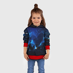 Толстовка-худи детская Синяя геометрическая абстракция, цвет: 3D-красный — фото 2