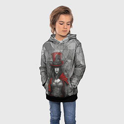 Толстовка-худи детская Девушка в цилиндре, цвет: 3D-черный — фото 2