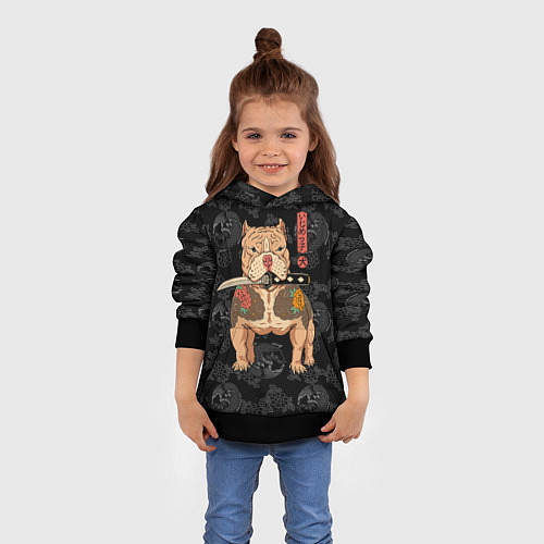 Детская толстовка Питбуль якудза / 3D-Черный – фото 4