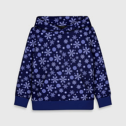 Толстовка-худи детская Снежный новогодний паттерн сине-фиолетовый, цвет: 3D-синий