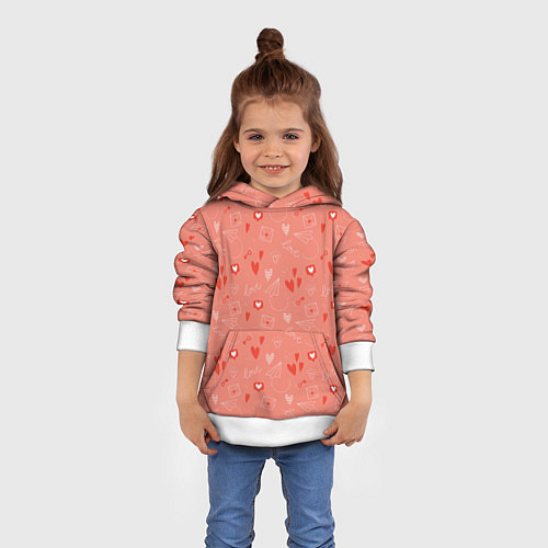Детская толстовка Love heart message pattern / 3D-Белый – фото 4
