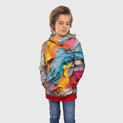 Толстовка-худи детская Абстрактная живопись акрилом, цвет: 3D-красный — фото 2