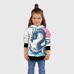 Толстовка-худи детская Японский акварельный дракон - ирезуми, цвет: 3D-черный — фото 2