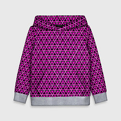 Толстовка-худи детская Розовые и чёрные треугольники, цвет: 3D-меланж