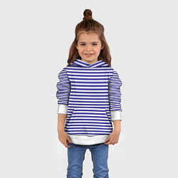 Толстовка-худи детская Тельняшка моряка, цвет: 3D-белый — фото 2