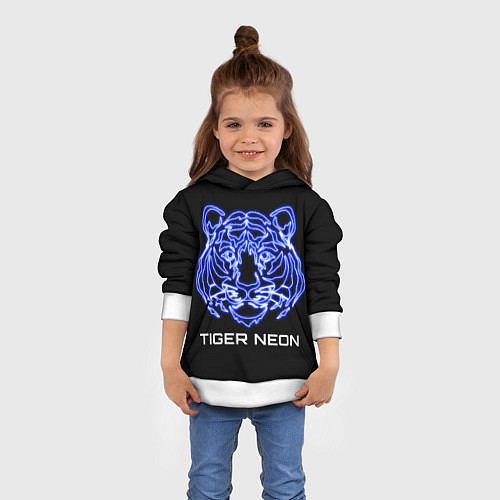 Детская толстовка Tiger neon art / 3D-Белый – фото 4