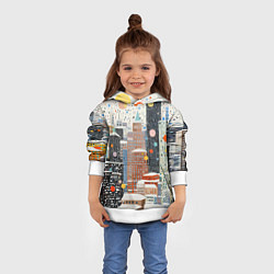 Толстовка-худи детская Новогодний город, цвет: 3D-белый — фото 2