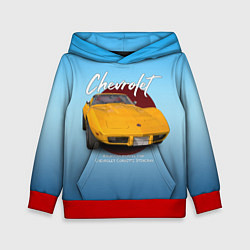 Толстовка-худи детская Американский маслкар Chevrolet Corvette, цвет: 3D-красный