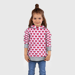 Толстовка-худи детская Двойное сердце на розовом фоне, цвет: 3D-меланж — фото 2