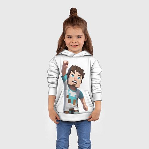Детская толстовка Майнкрафт Стив с кулаком / 3D-Белый – фото 4