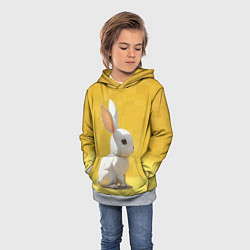 Толстовка-худи детская Белоснежный кролик, цвет: 3D-меланж — фото 2