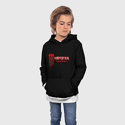 Толстовка-худи детская Monster energy red color, цвет: 3D-белый — фото 2