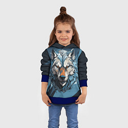 Толстовка-худи детская Красивый грозный волк, цвет: 3D-синий — фото 2