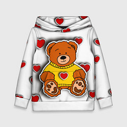 Детская толстовка Стикер наклейка медвежонок и сердце объемный рисун