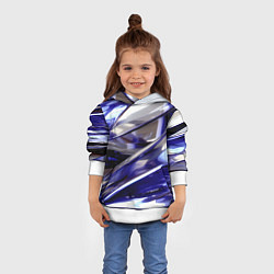 Толстовка-худи детская Синие и белые полосы абстракции, цвет: 3D-белый — фото 2