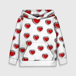 Толстовка-худи детская Стикеры наклейки объемные сердечки, цвет: 3D-белый