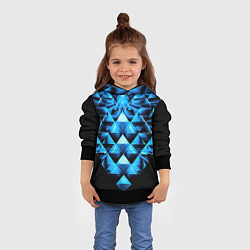 Толстовка-худи детская Синие абстрактные ромбики, цвет: 3D-черный — фото 2