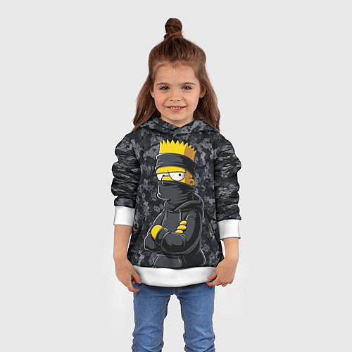 Детская толстовка Барт в бандане как ниндзя / 3D-Белый – фото 4