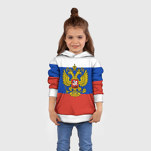 Детская толстовка Флаг России с гербом / 3D-Белый – фото 4