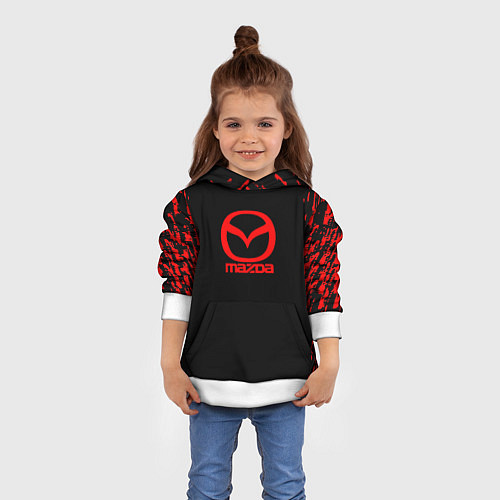 Детская толстовка Mazda краски красные штрихи / 3D-Белый – фото 4