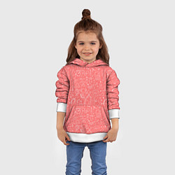 Толстовка-худи детская Школьный розовый паттерн, цвет: 3D-белый — фото 2