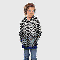 Толстовка-худи детская Белые стрелки на чёрном фоне киберпанк, цвет: 3D-синий — фото 2