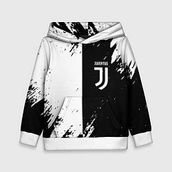 Толстовка-худи детская Juventus краски чёрнобелые, цвет: 3D-белый