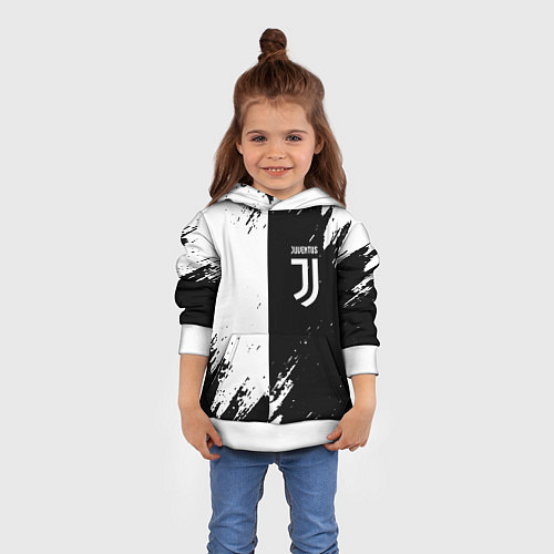 Детская толстовка Juventus краски чёрнобелые / 3D-Белый – фото 4