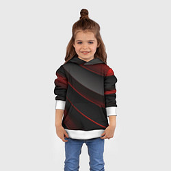 Толстовка-худи детская Красная абстракция с черными линиями, цвет: 3D-белый — фото 2