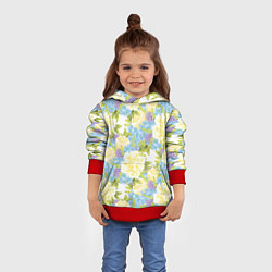 Толстовка-худи детская Пышные цветы, цвет: 3D-красный — фото 2