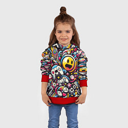 Толстовка-худи детская Паттерн с играми, цвет: 3D-красный — фото 2