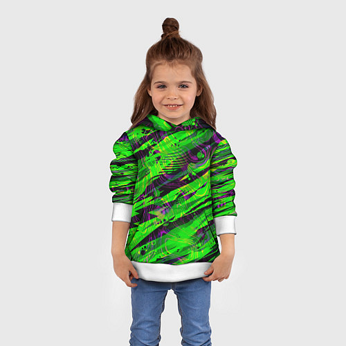 Детская толстовка Зеленые узоры паттерны / 3D-Белый – фото 4