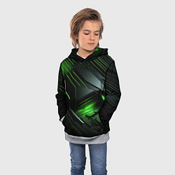 Толстовка-худи детская Металл и зеленый яркий неоновый свет, цвет: 3D-меланж — фото 2