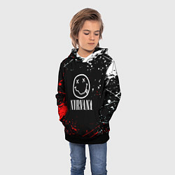 Толстовка-худи детская Nirvana брызги красок, цвет: 3D-черный — фото 2