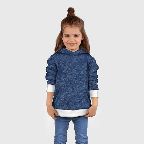 Детская толстовка Текстура тёмно-синий мелкие квадраты / 3D-Белый – фото 4