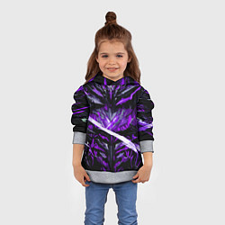 Толстовка-худи детская Фиолетовый камень на чёрном фоне, цвет: 3D-меланж — фото 2
