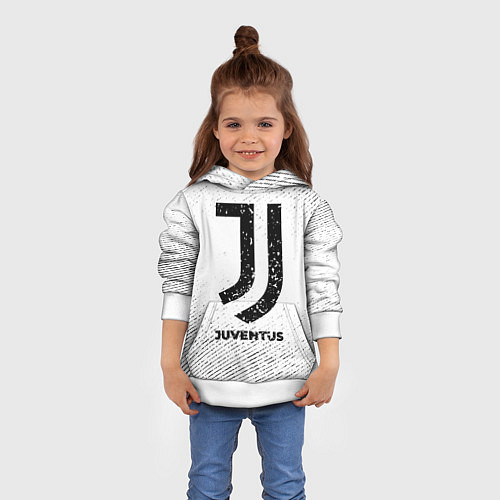 Детская толстовка Juventus с потертостями на светлом фоне / 3D-Белый – фото 4