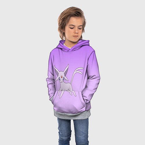 Детская толстовка Espeon Pokemon - розовая кошка покемон / 3D-Меланж – фото 3