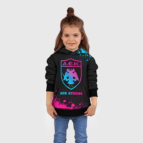 Детская толстовка AEK Athens - neon gradient / 3D-Черный – фото 4