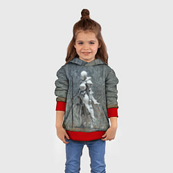 Толстовка-худи детская Воительница в футуристичной броне, цвет: 3D-красный — фото 2