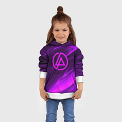 Толстовка-худи детская Linkin park neon stripes logo, цвет: 3D-белый — фото 2